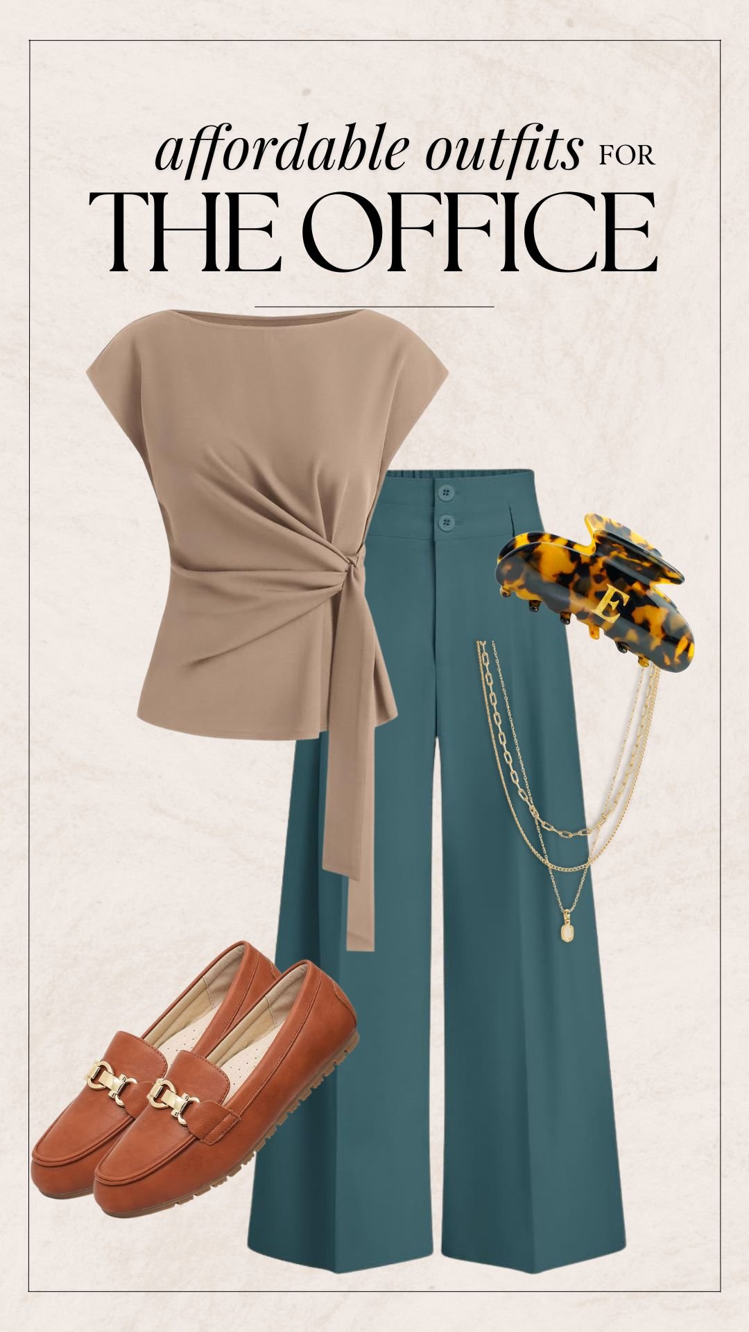 Business Casual Outfit Ideas - Side Tie Top + Trousers