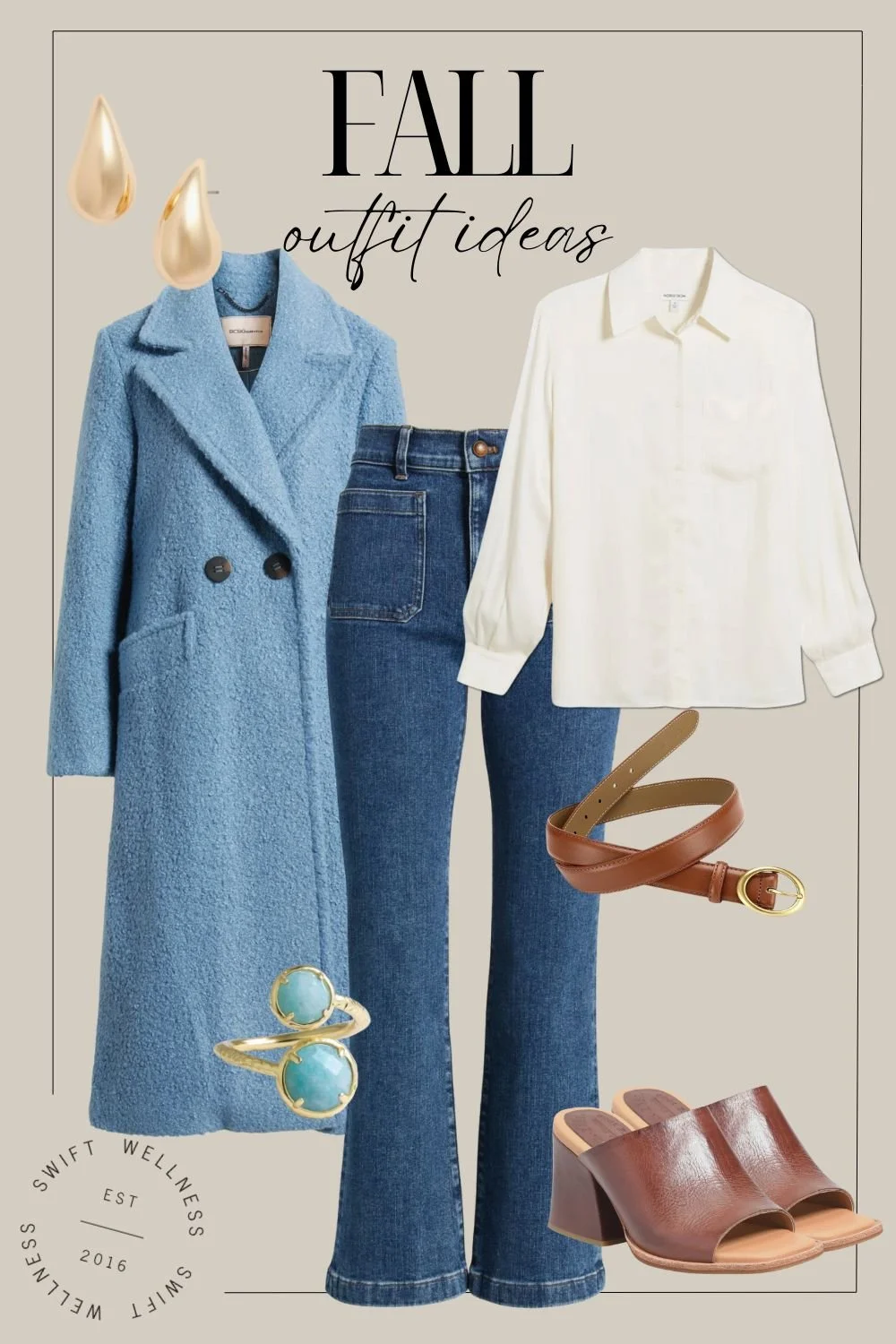 Fall Outfit Ideas - Blue Peacoat and Jeans
