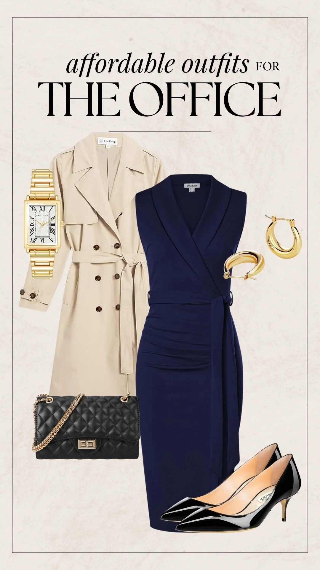Business Casual Work Outfit Ideas - Bodycon Dress + Trench Coat