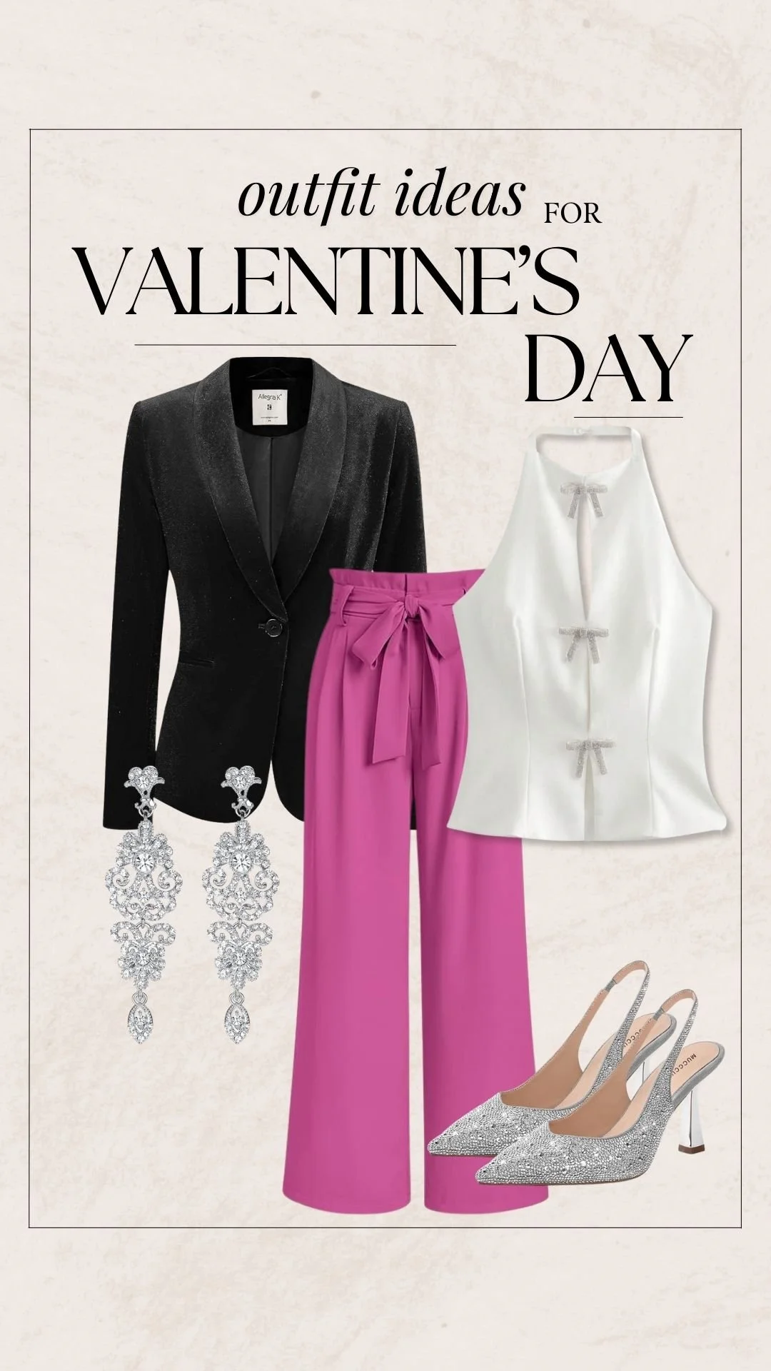 Valentine's Day Outfit Ideas - Velvet Blazer + Pink Trousers