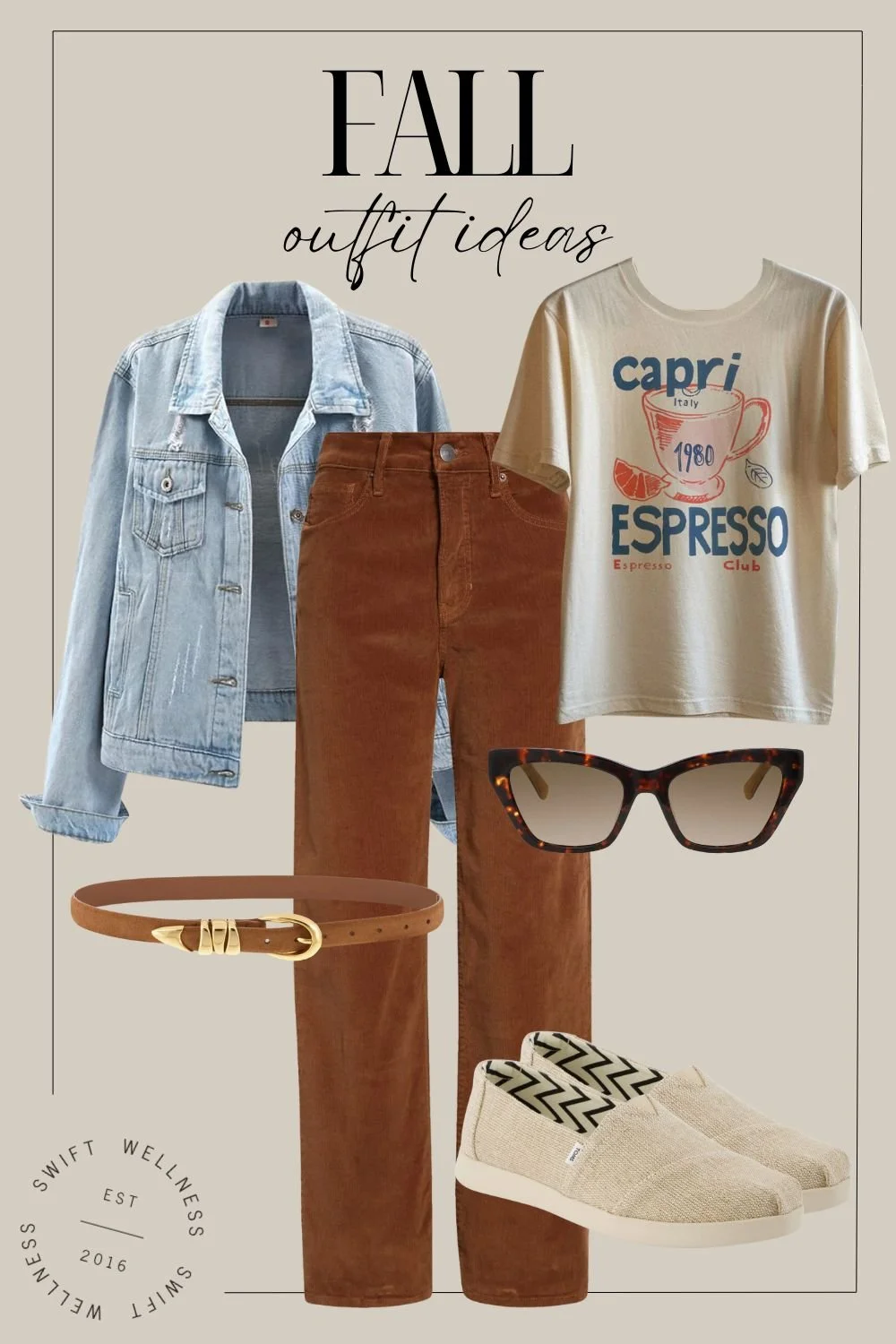 Fall Outfit Ideas - Coffee Graphic Tee + Brown Pants