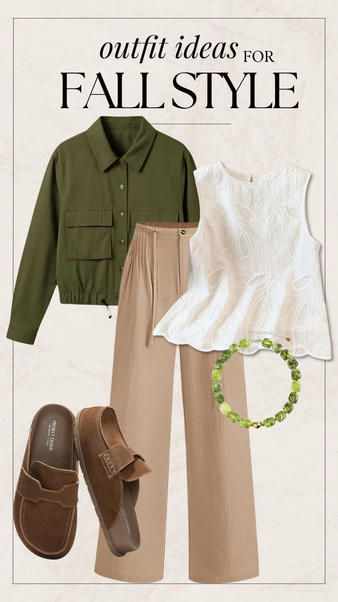 Casual Fall Outfits For Women - Army Jacket + Linen Trousers