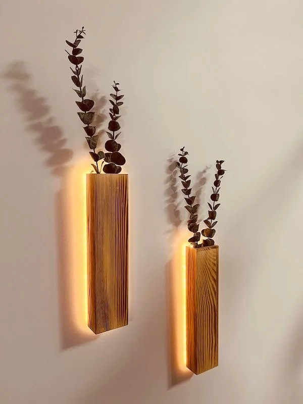 Bathroom Upgrades - Backlit Plant Wall Sconces