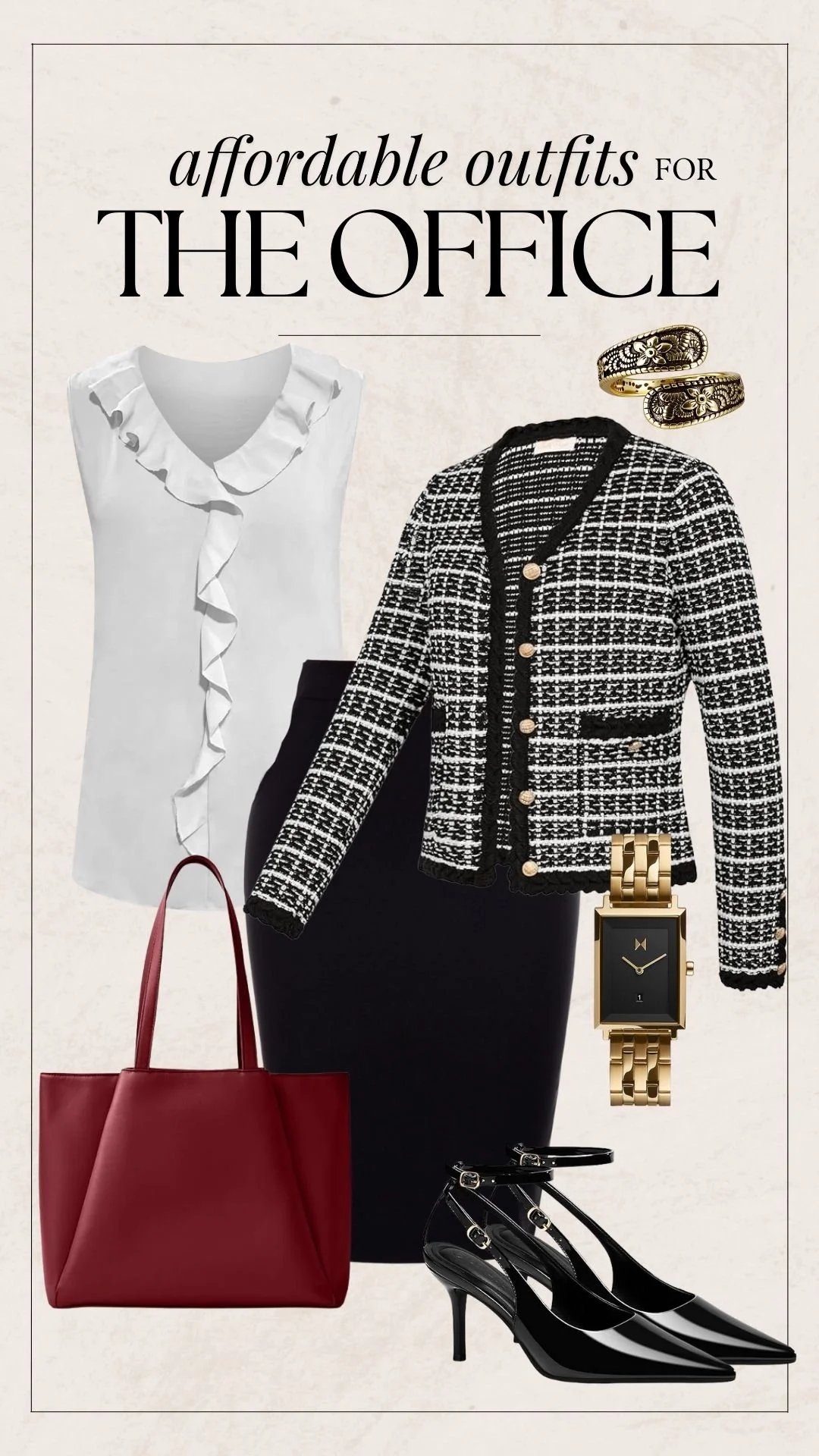 Business Casual Work Outfit Ideas - Black Jacket + Pencil Skirt