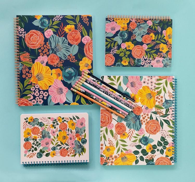 Best Aesthetic School Supplies - Large Floral Notebooks