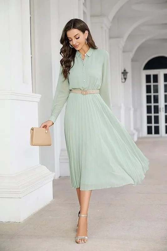 Best Spring Dresses On Amazon - Long Sleeve Belted Dress