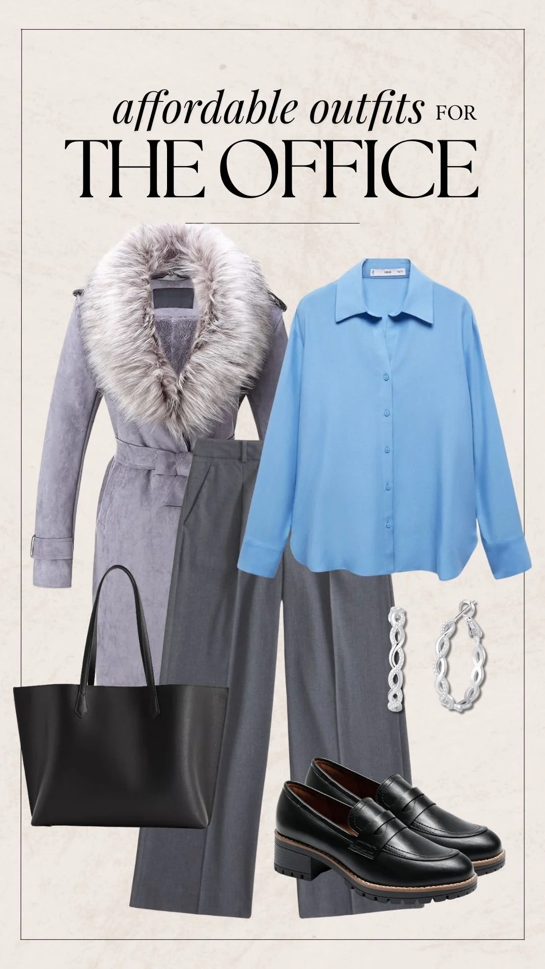 Business Casual Work Outfit Ideas - Blue Shirt + Trousers