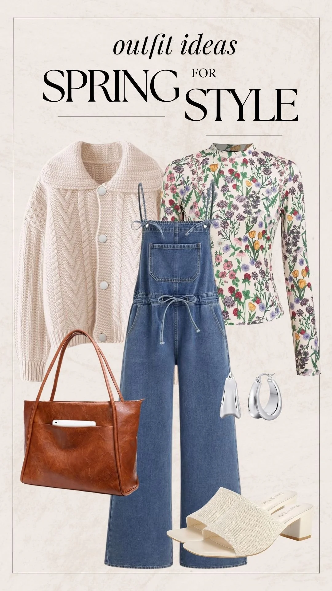 Cute Spring Outfit Ideas - Floral Top + Denim Overalls