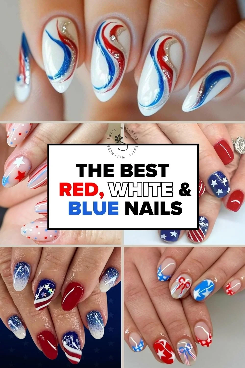 Red White and Blue Fourth of July Nails