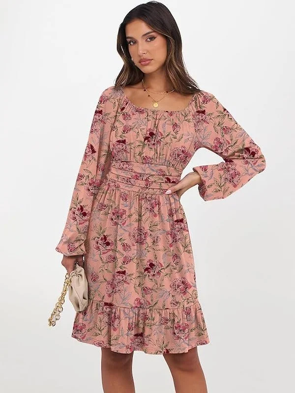Best Spring Dresses On Amazon - Lantern Sleeve Printed Dress