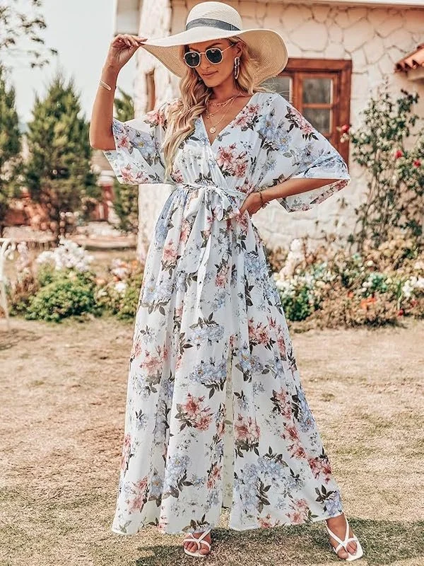 Best Spring Dresses On Amazon - Wrap Front Floral Maxi Dress