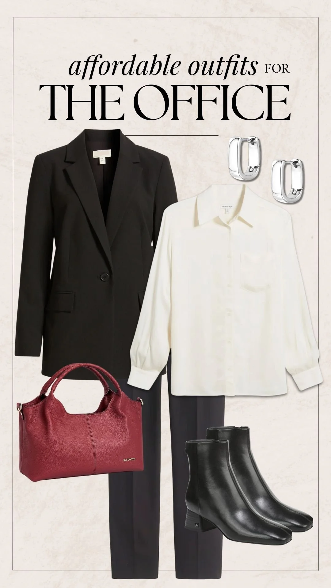 Business Casual Work Outfit Ideas - Black and White and Red