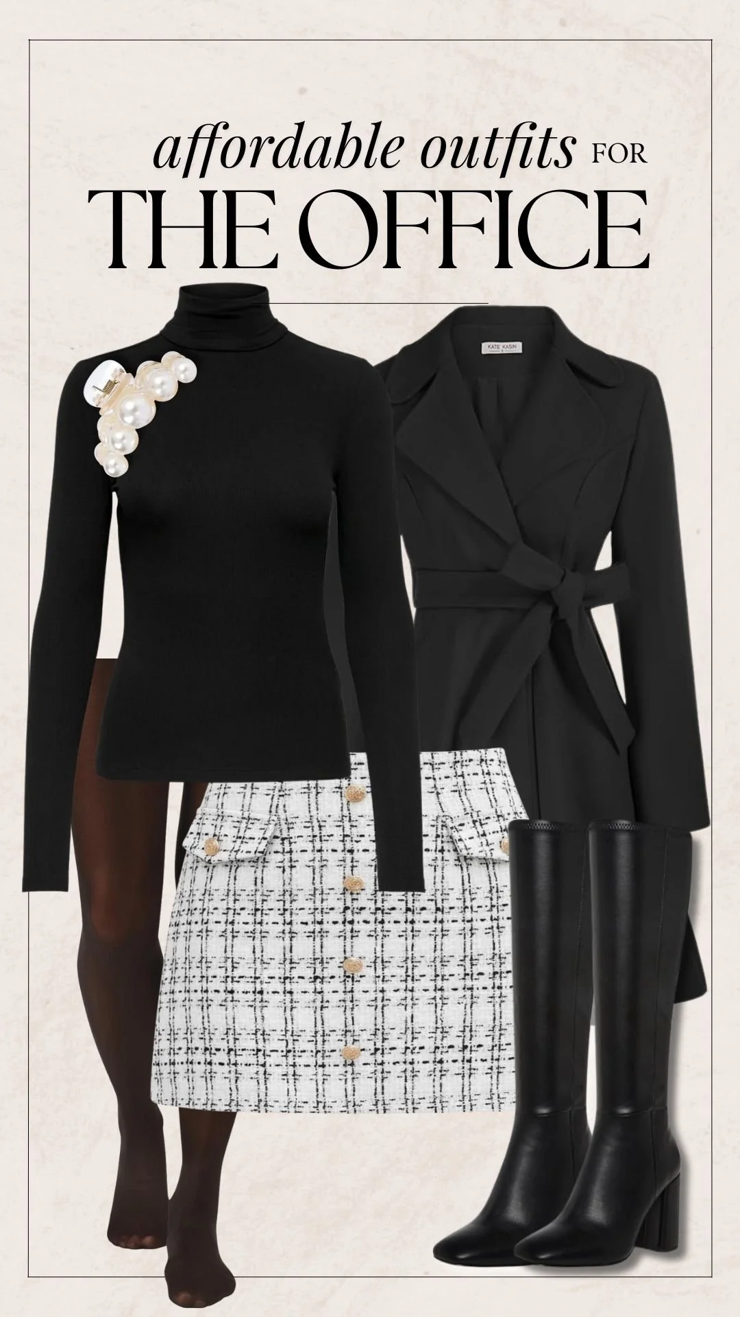 Business Casual Work Outfit Ideas - Pearl Mini Skirt + Turtleneck