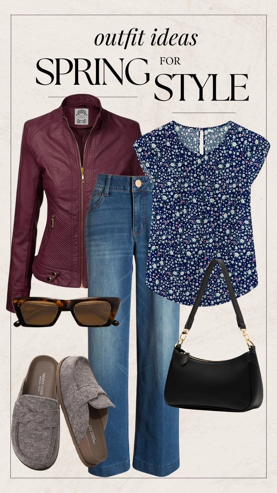 Cute Spring Outfit Ideas - Leather Jacket + Jeans