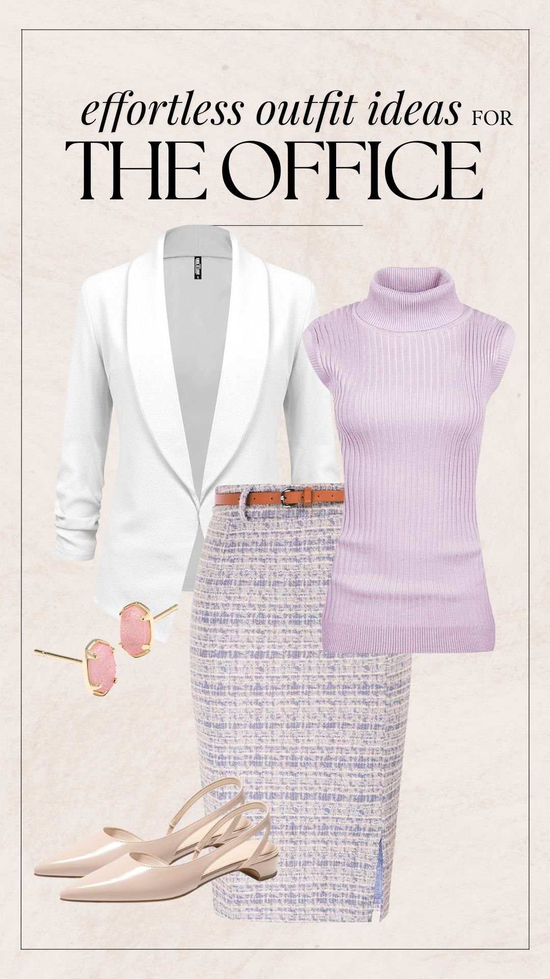 Business Casual Outfit Ideas - Purple Turtleneck + Skirt