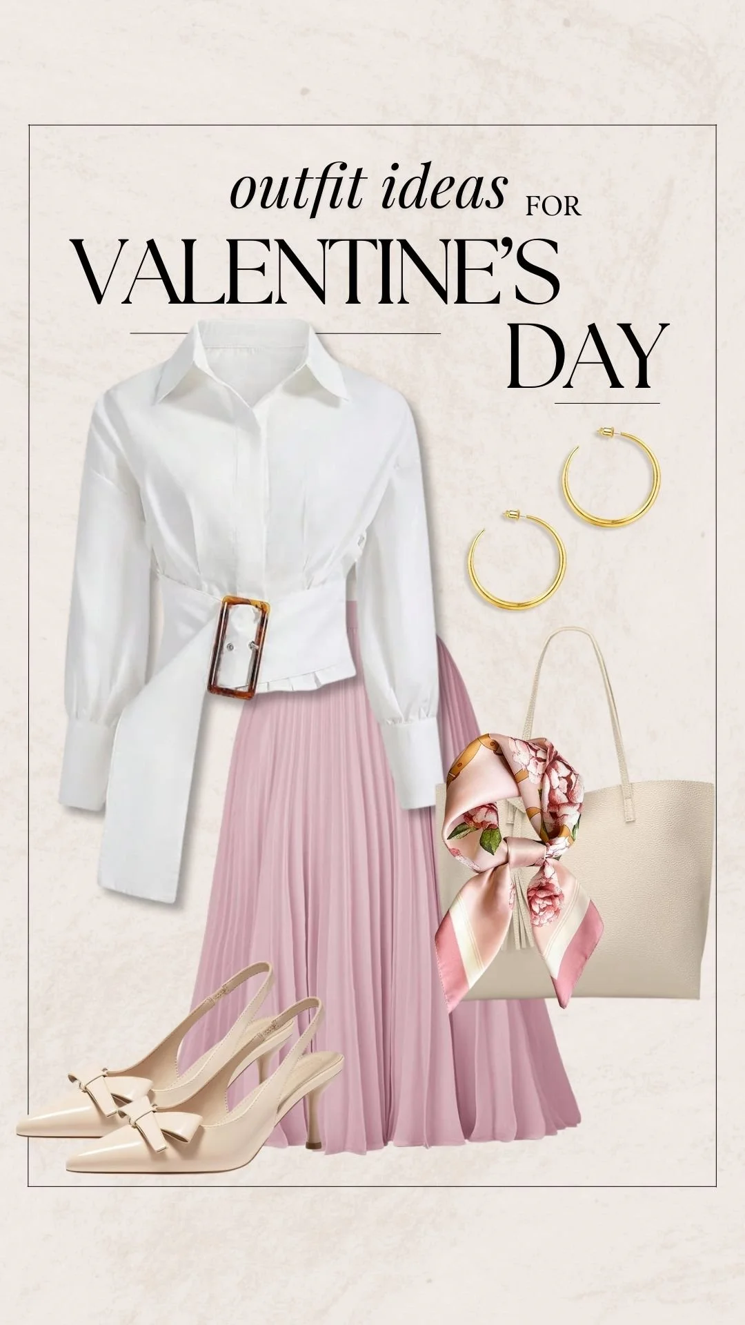 Valentine's Day Outfit Ideas - Blouse + Pleated Skirt