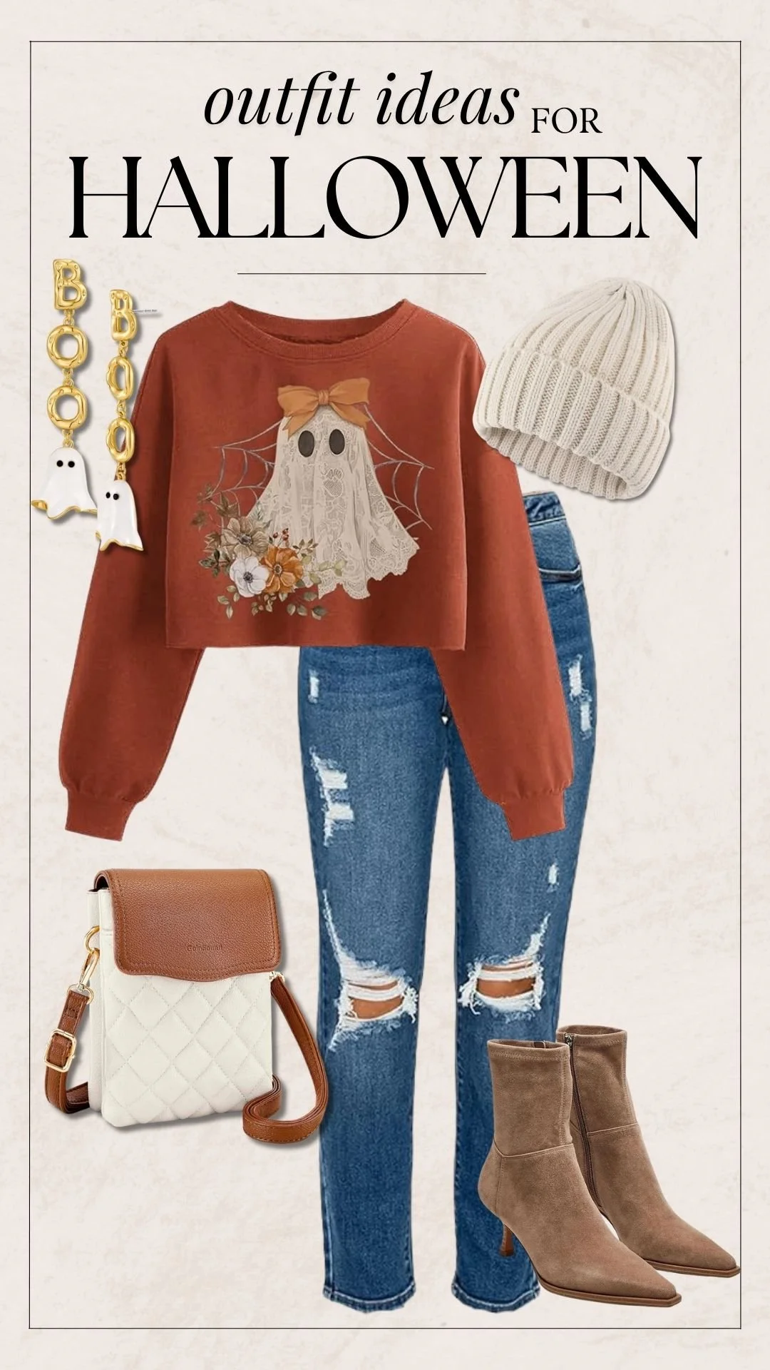 Halloween Inspired Outfit Ideas - Ghost Cropped Sweatshirt
