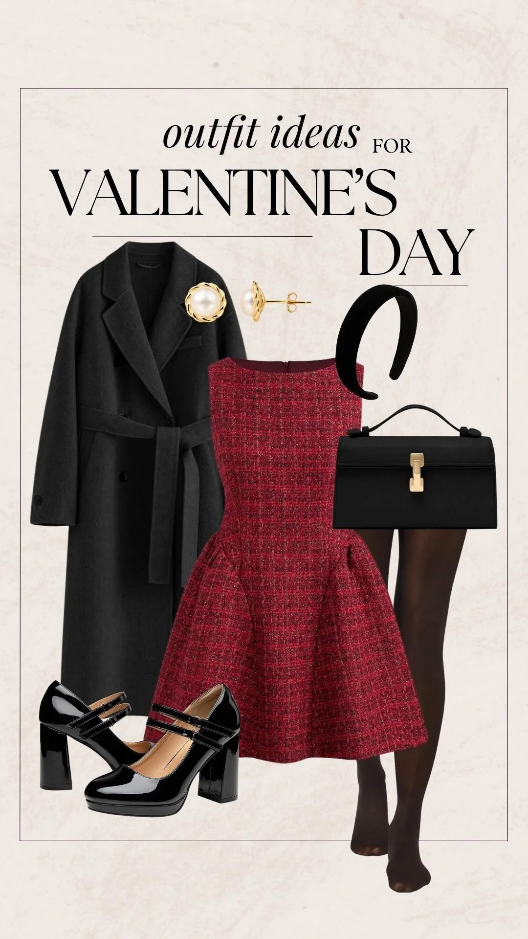 Valentine's Day Outfit Ideas - Red Tweed Dress + Peacoat