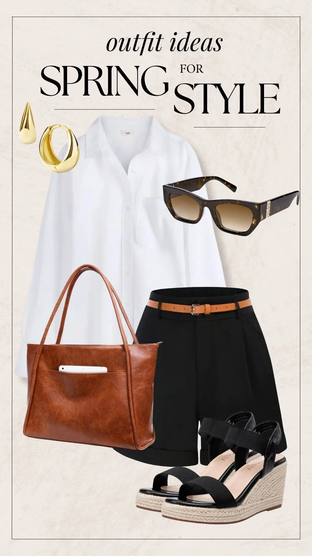 Cute Spring Outfit Ideas - White Blouse + Shorts