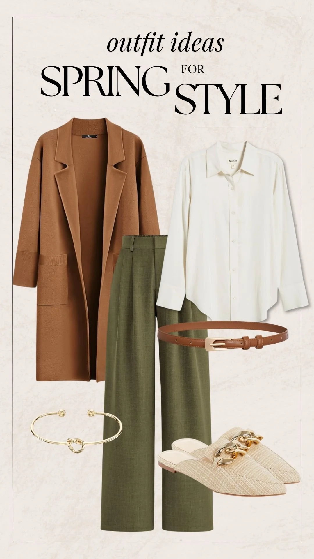 Cute Spring Outfit Ideas - Cream Blouse + Green Trousers