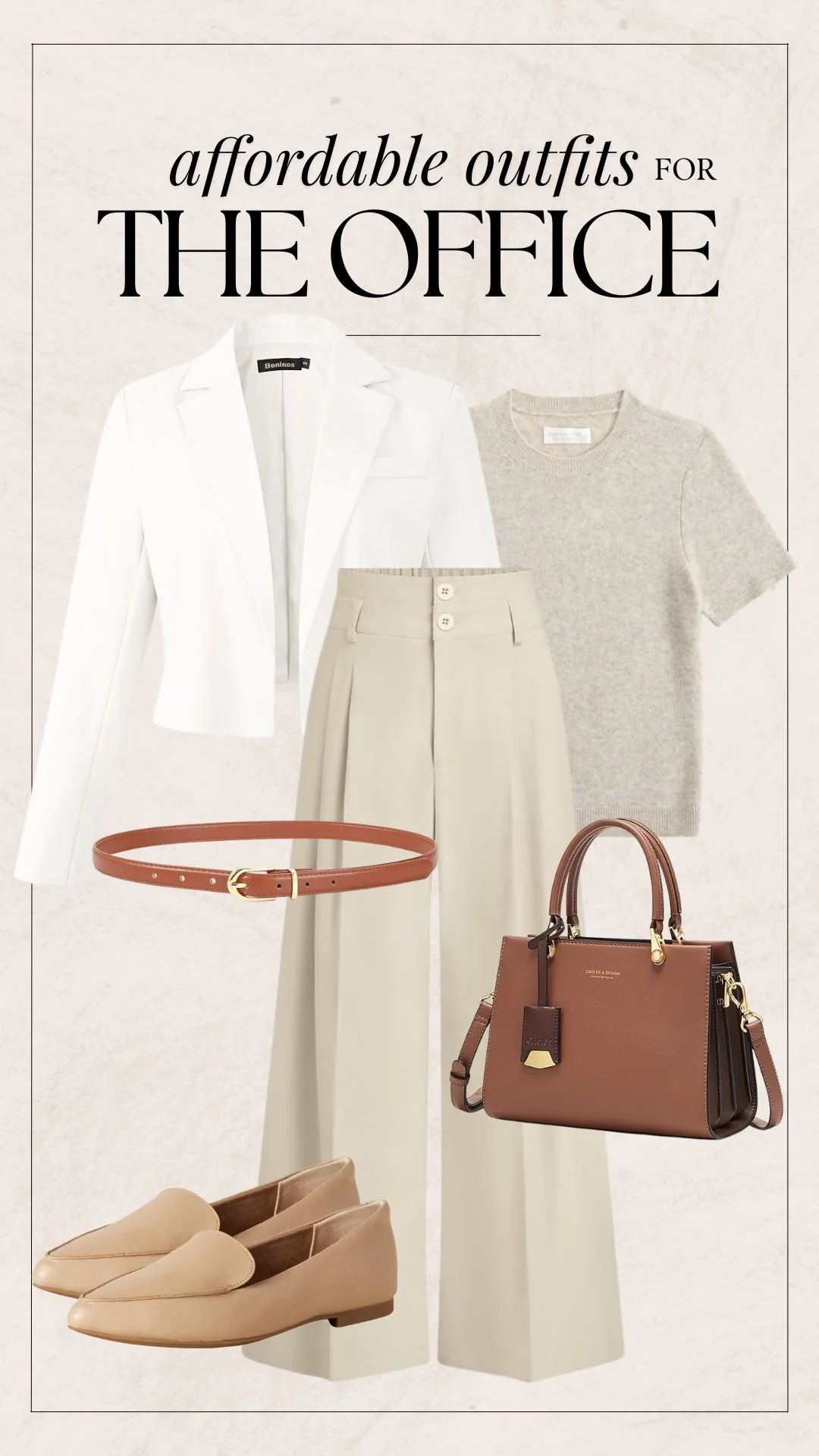 Business Casual Outfit Ideas - Monochrome Tan Office Look