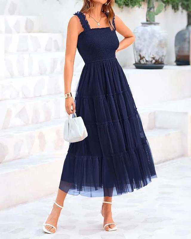 Best Spring Wedding Guest Dresses - BTFBM Square Neck Tulle Dress