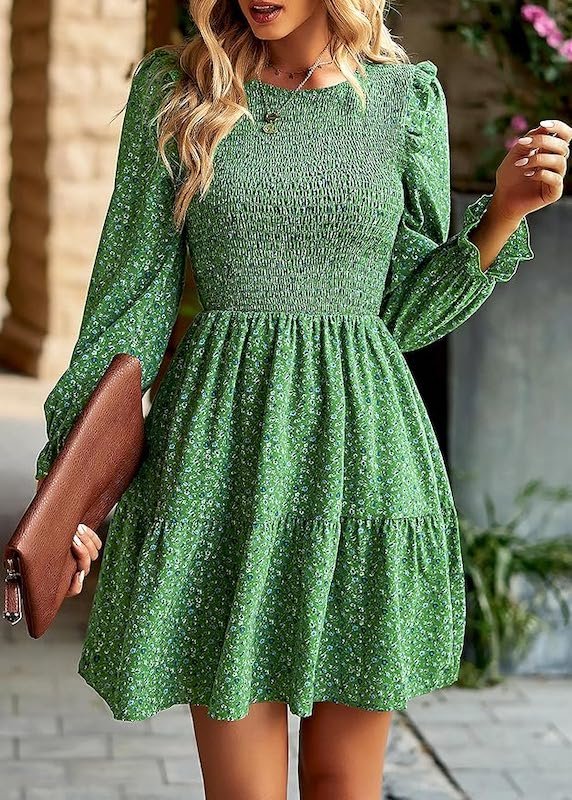 Best Spring Dresses On Amazon - Floral High Neck A Line Dress