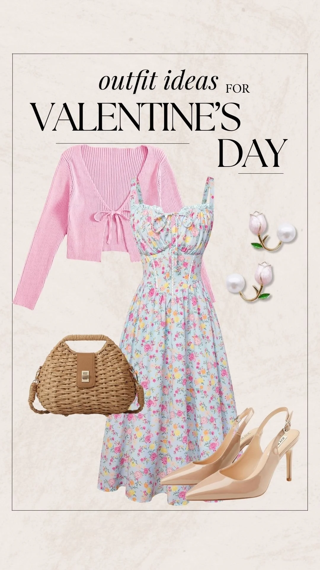 Valentine's Day Outfit Ideas - Pink Cardigan + Dress