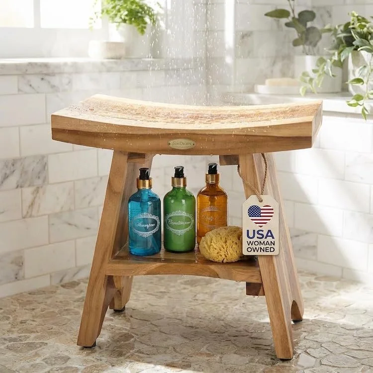 Bathroom Upgrades - EcoDecors Teak Shower Bench