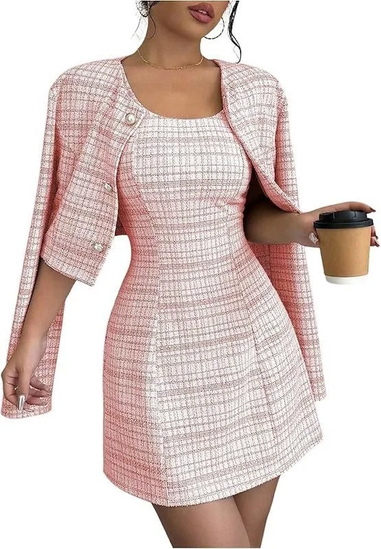 Best Spring Dresses On Amazon - Two Piece Tweed Jacket + Dress