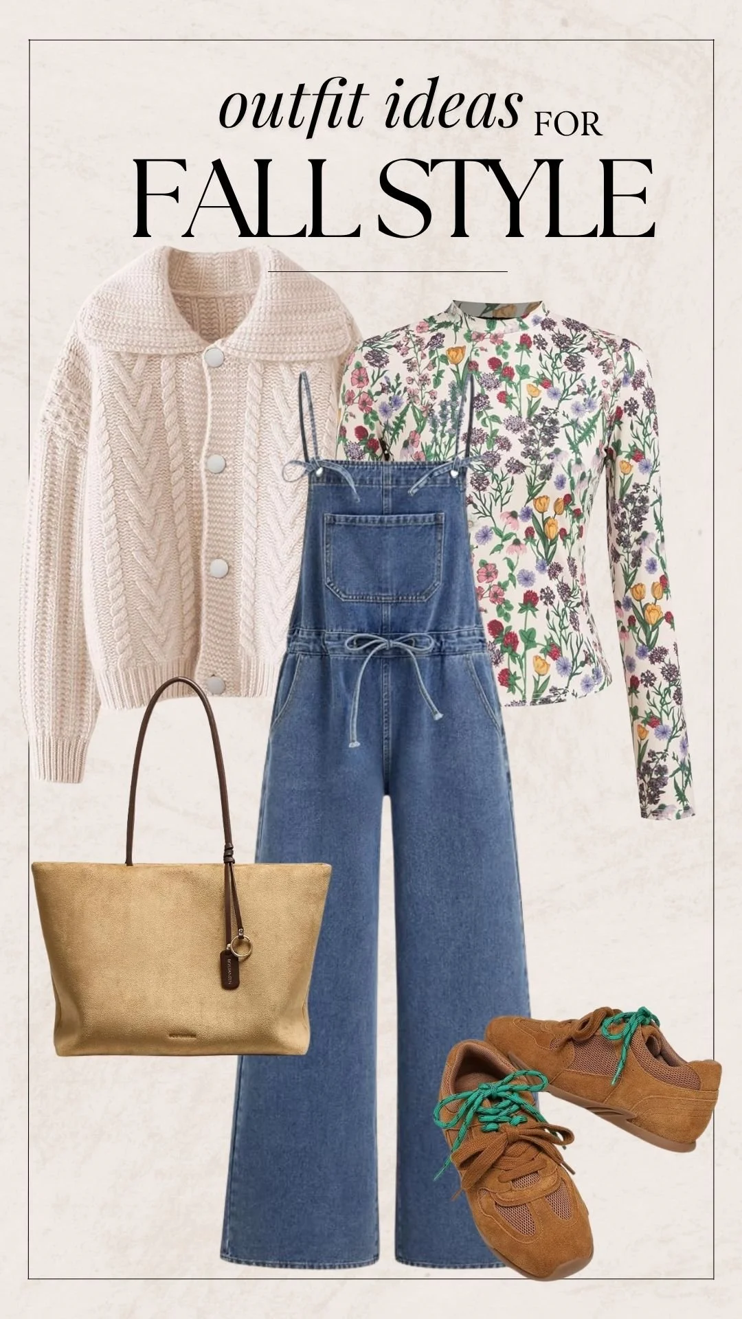 Casual Fall Outfits For Women - Floral Long Sleeve Shirt + Cardigan Sweater.jpg