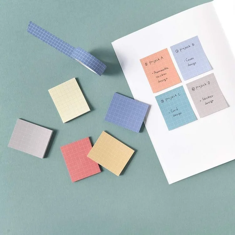 Best Aesthetic School Supplies - Colorful Grid Sticky Notes