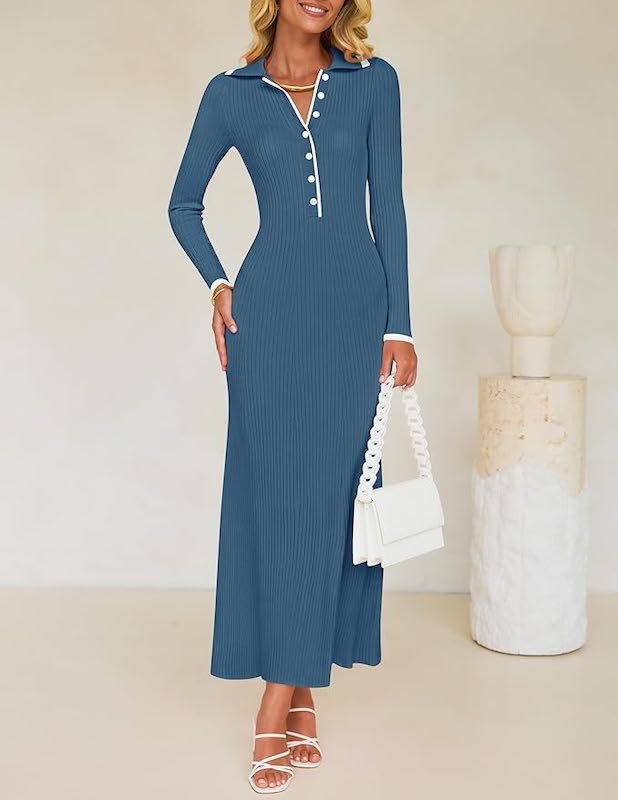 Best Spring Dresses On Amazon - Button Front Sweater Dress