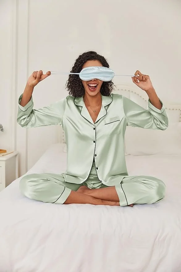 Amazon Prime Day Deals - Long Sleeve Satin Pajamas