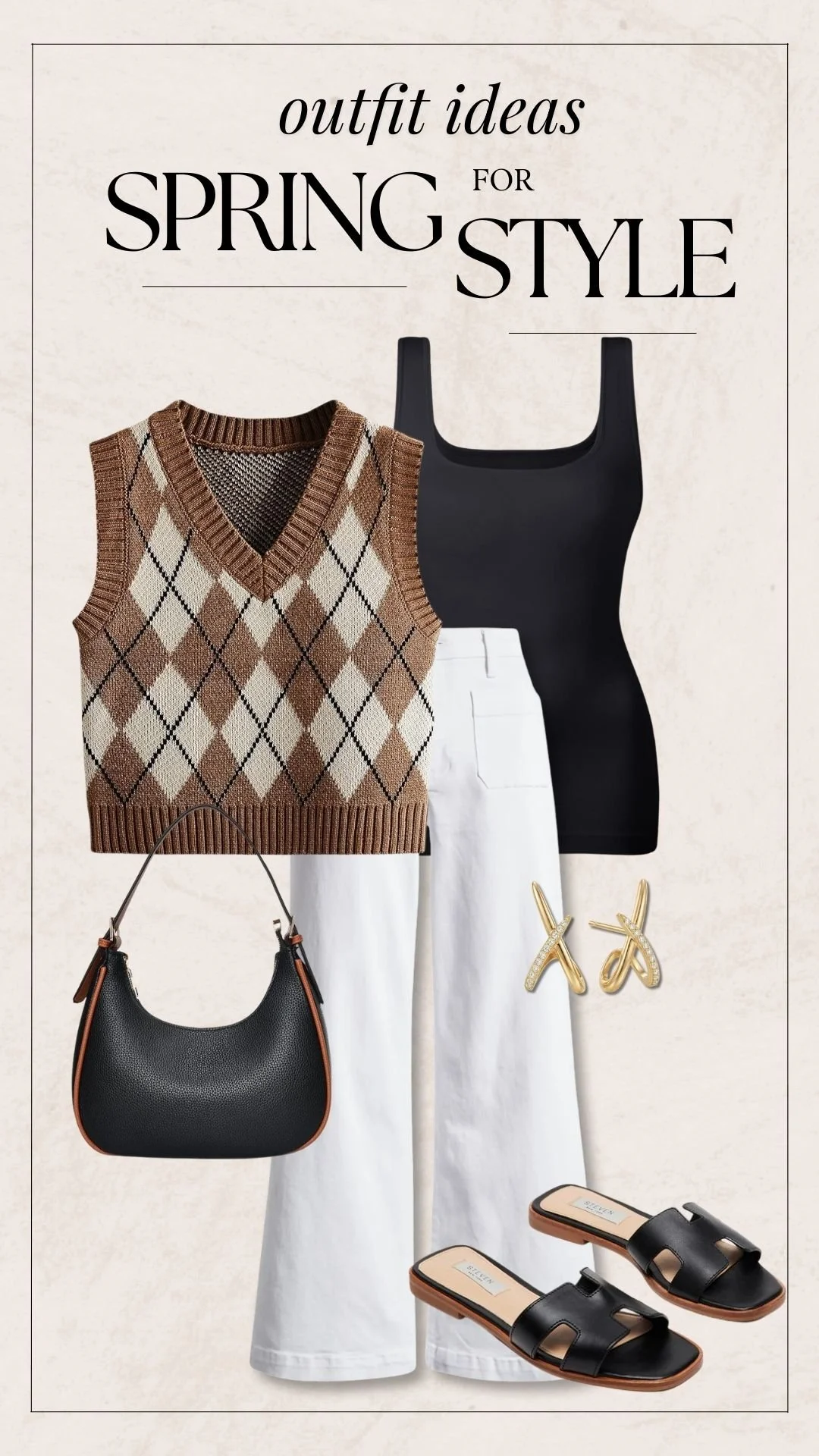 Cute Spring Outfit Ideas - Sweater Vest + White Jeans
