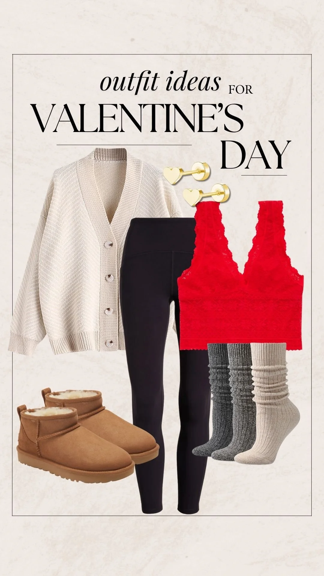 Valentine's Day Outfit Ideas - Cardigan + Leggings