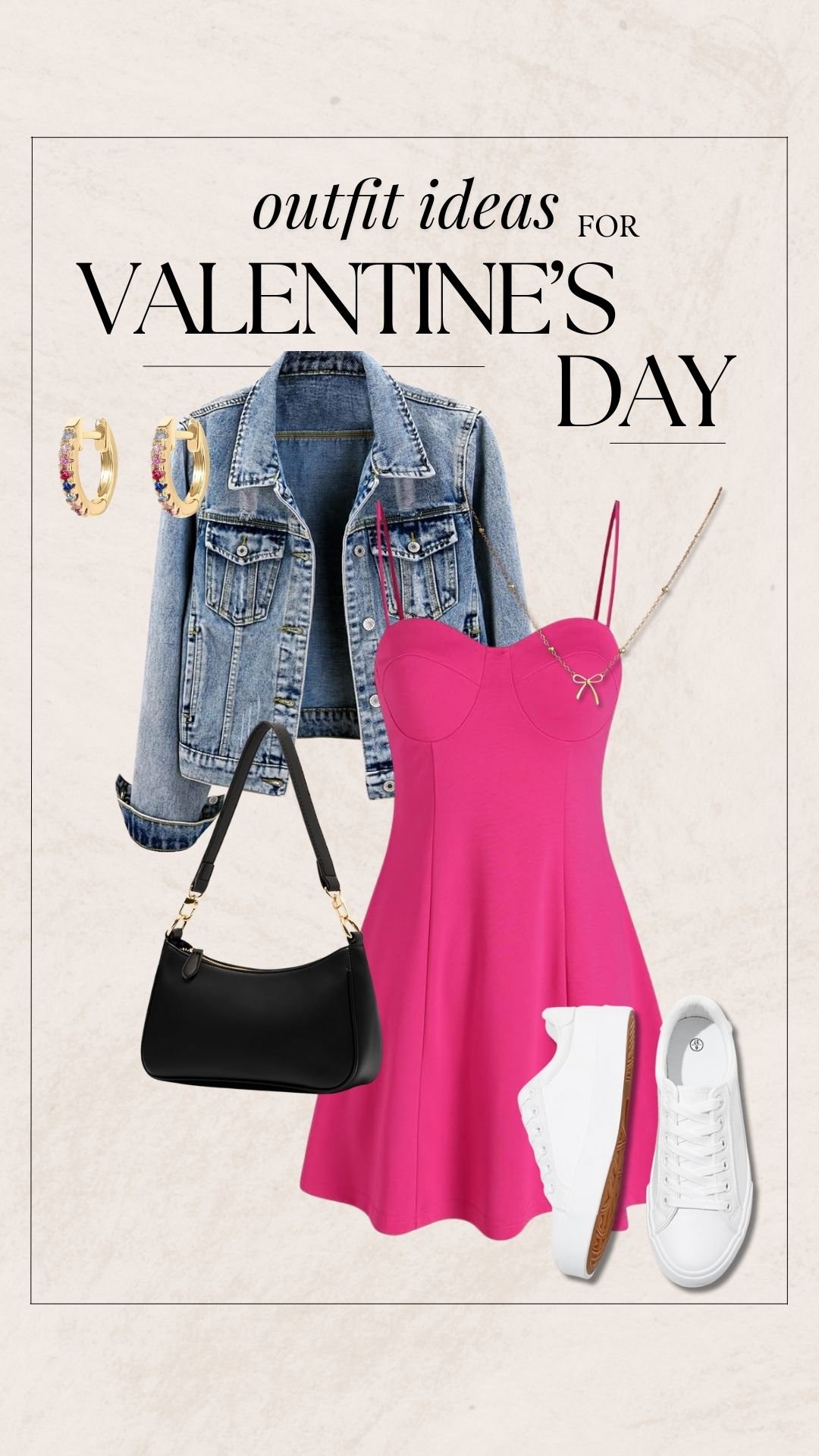 Valentine's Day Outfit Ideas - Pink Dress + Denim Jacket
