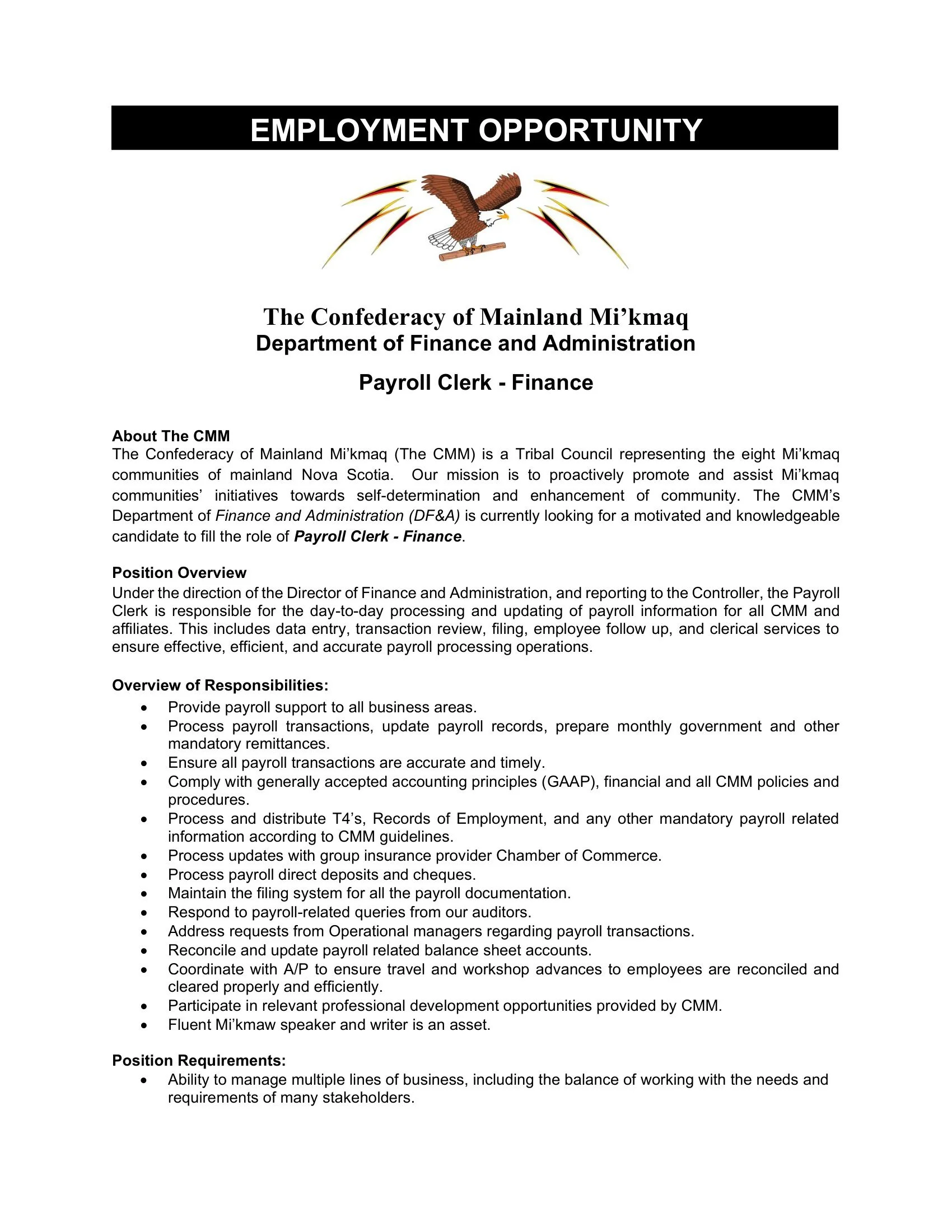 Job Posting- Payroll Clerk - Finance - May 22, 2025-1.jpg