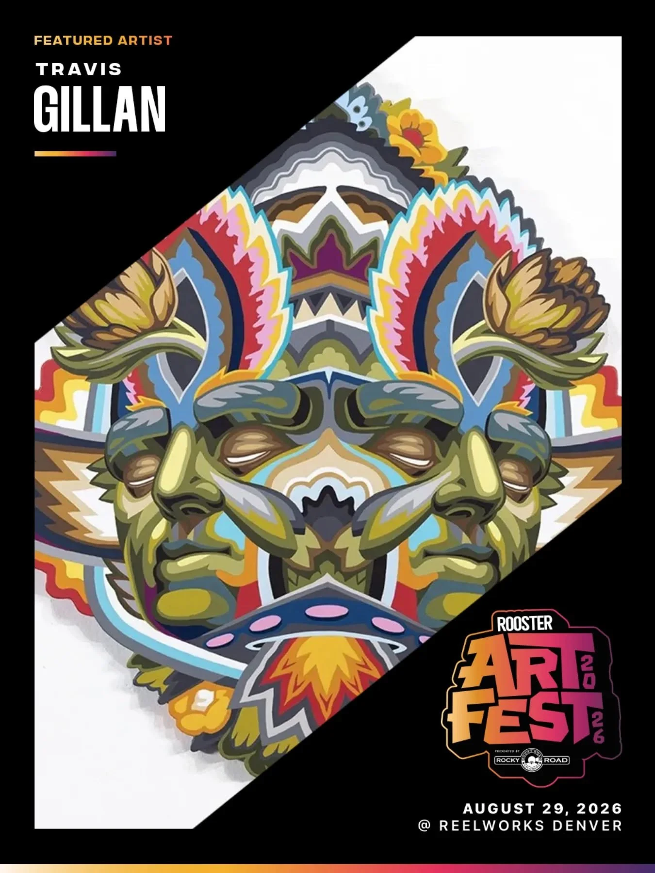 🌟Featured Artist Spotlight🌟

@roostermag is thrilled to showcase the incredible work of @travisgillan at ArtFest 2026, Saturday August 29th at @reelworksdenver 

#denverevents #RoosterArtFest2026 #denverart #travisgillan
#roostermagazine