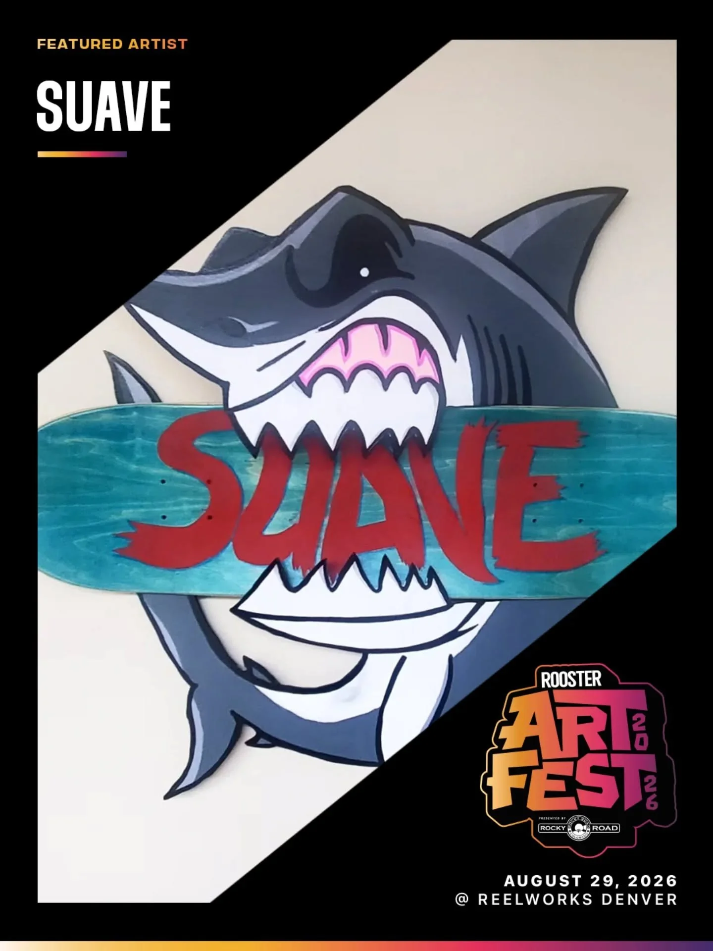 🌟Featured Artist Spotlight🌟

@roostermag is thrilled to showcase the incredible work of @mr.23suave at ArtFest 2026, Saturday August 29th at @reelworksdenver 

#denverevents #denverart #suaveart #RoosterArtFest2026 #roostermagazine