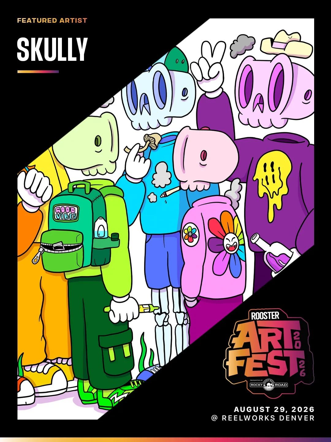 🌟Featured Artist Spotlight🌟

@roostermag is thrilled to showcase the incredible work of @skully.vibes at ArtFest 2026, Saturday August 29th at @reelworksdenver 

#denverevents #denverart #skullyvibes #RoosterArtFest2026 #roostermagazine