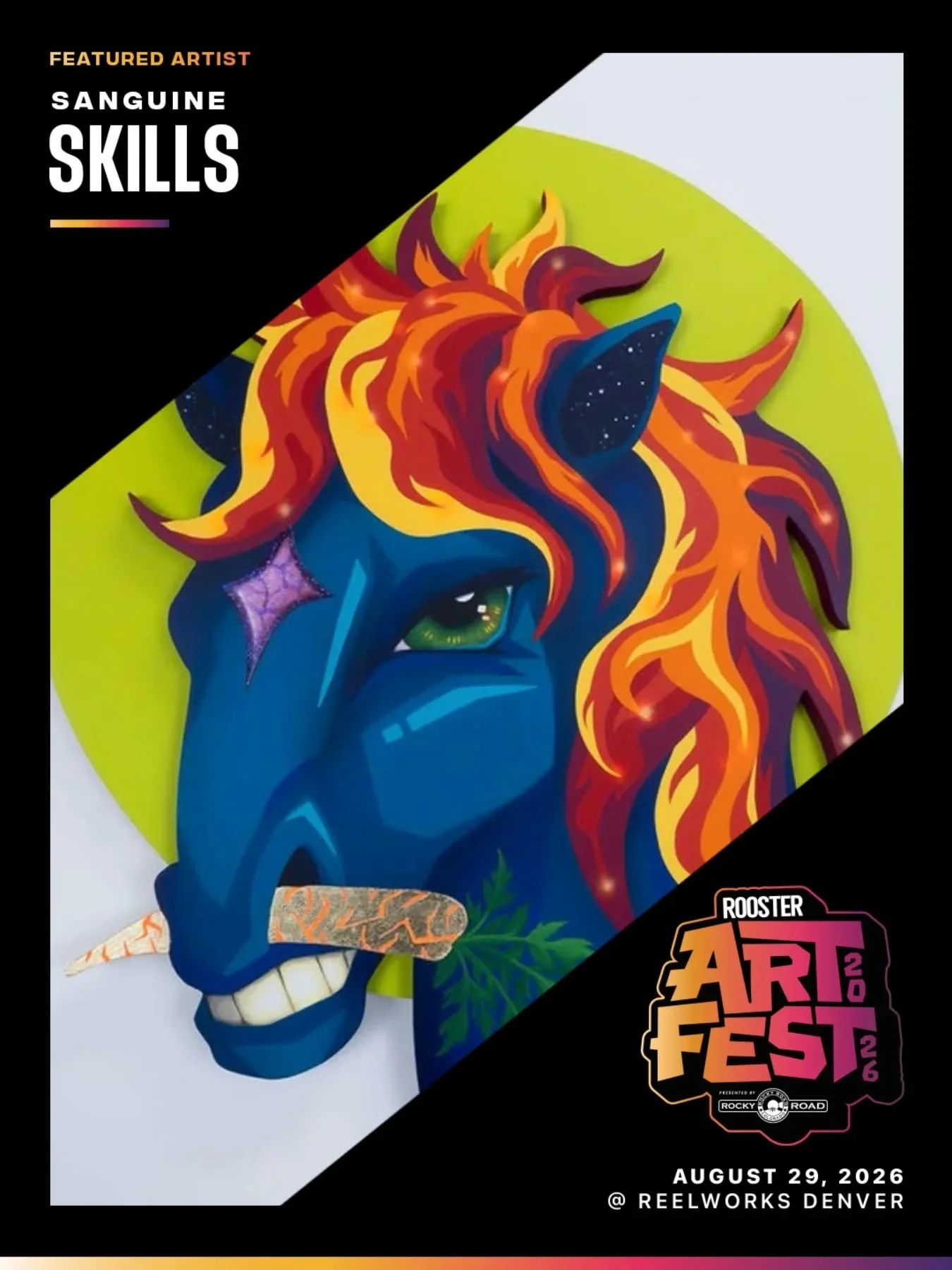 🌟Featured Artist Spotlight🌟

@roostermag is thrilled to showcase the incredible work of @sanguineskills at ArtFest 2026, Saturday August 29th at @reelworksdenver