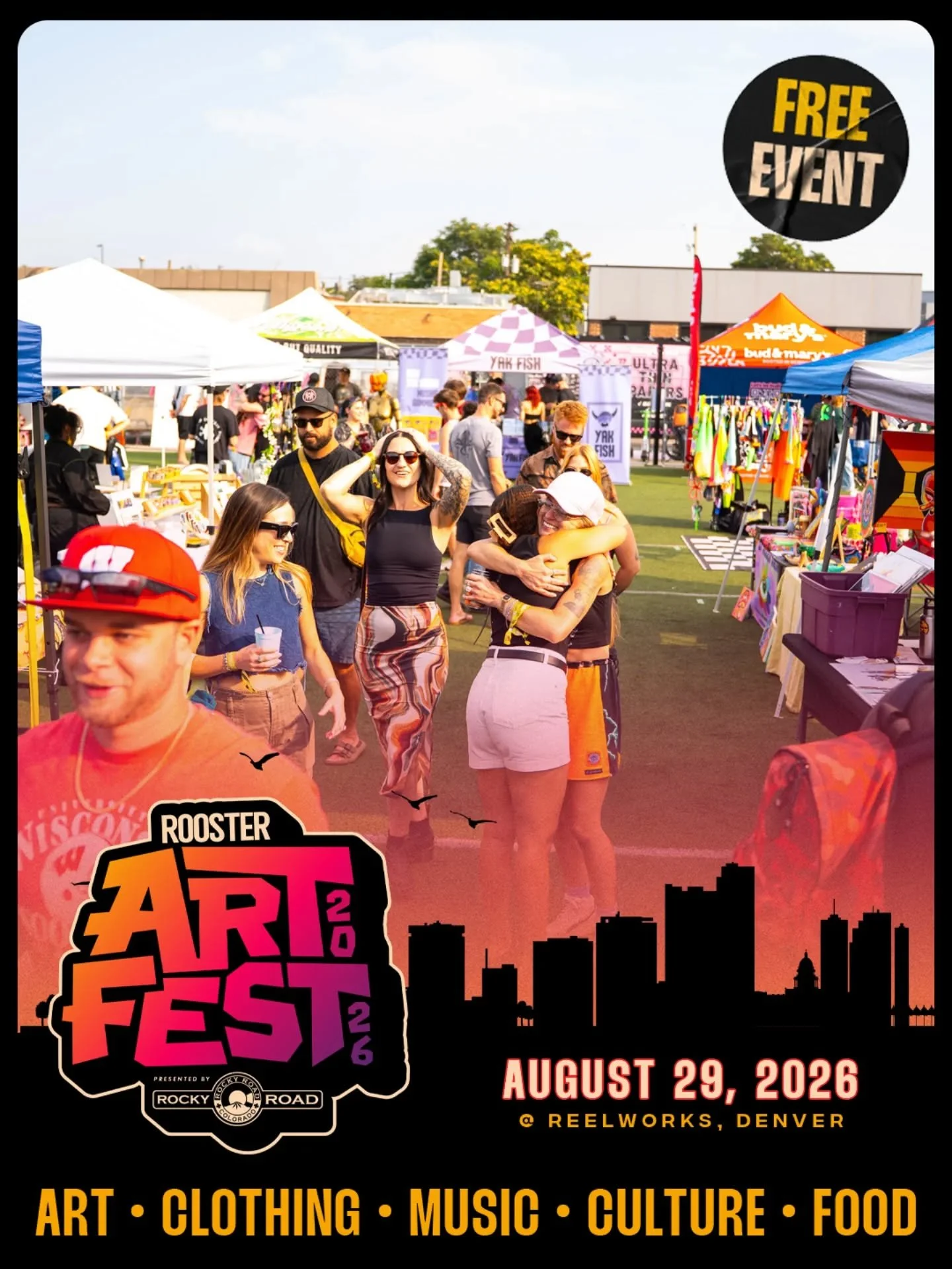 Rooster ArtFest returns August 29 at ReelWorks Denver for our third annual celebration of art, clothing, music, culture, food, and beautiful Denver weirdness. Best part? Entry is FREE this year!!!