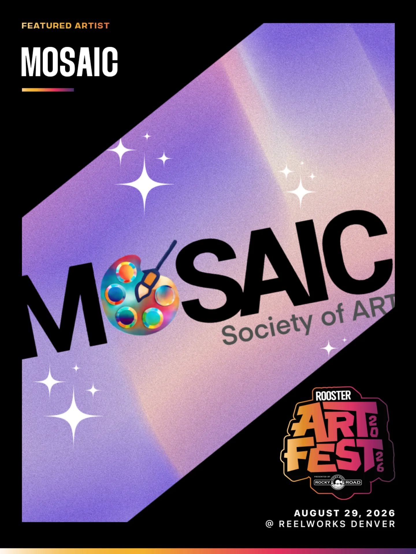 🌟Featured Artist Spotlight🌟

@roostermag is thrilled to showcase the incredible work of @themosaic.art at ArtFest 2026, Saturday August 29th at @reelworksdenver 

#mosaicsocietyofart #RoosterArtFest2026 #DenverArtists