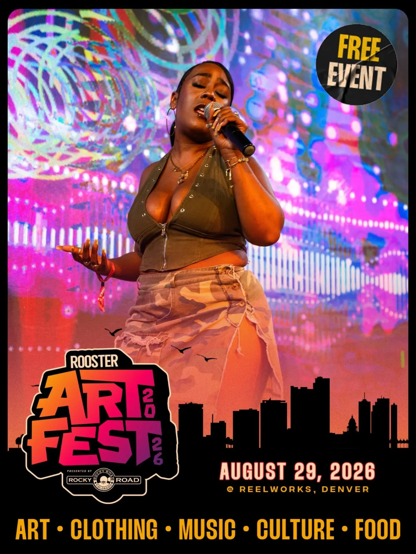 ArtFest isn&rsquo;t just a visual experience. 🎤🎶
Rooster ArtFest returns August 29 at ReelWorks Denver!