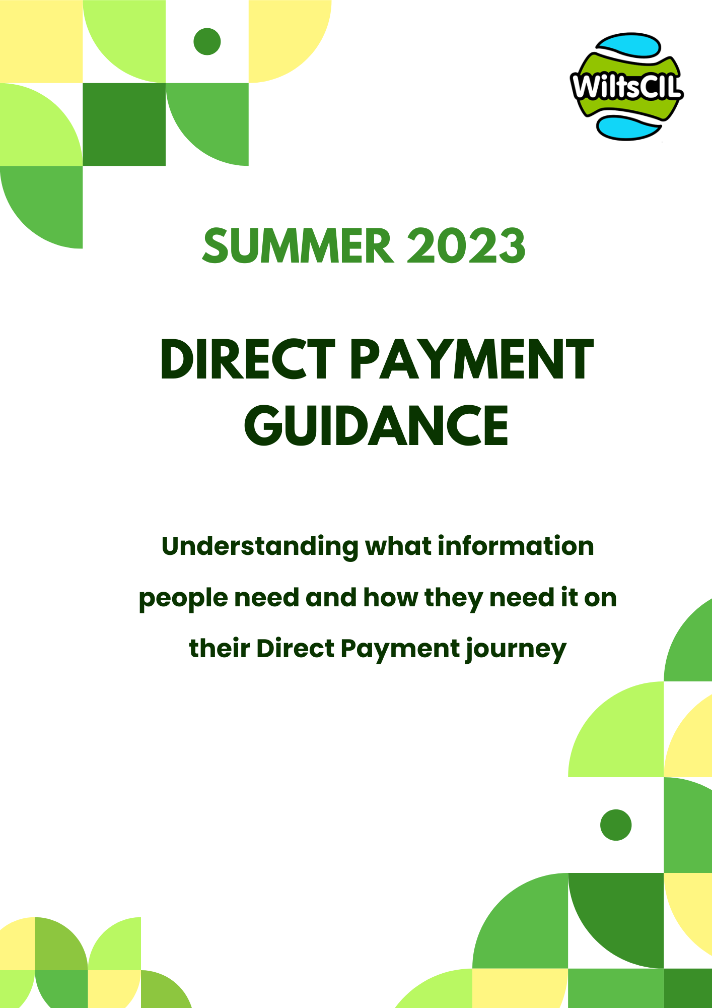Front cover of the direct payment guidance report