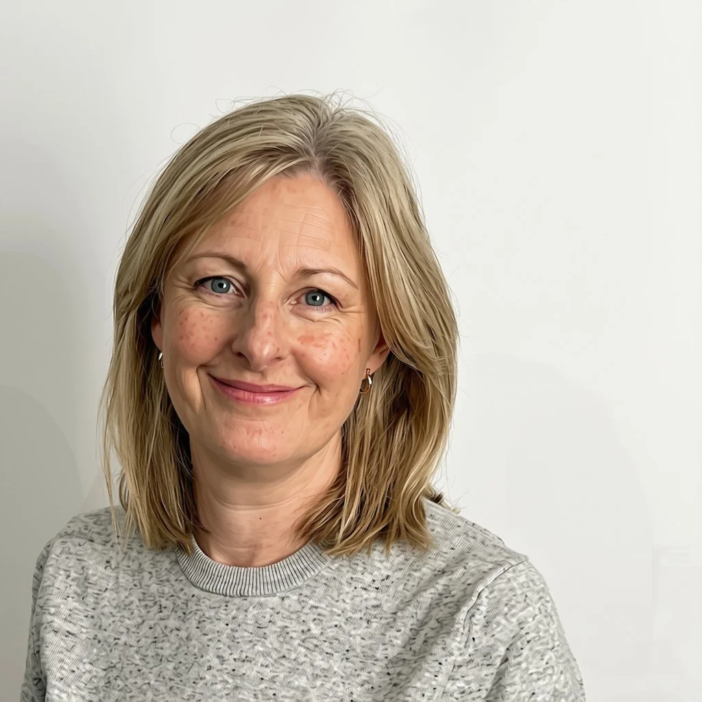 headshot of Louise who has shoulder length blonde hair smiling.