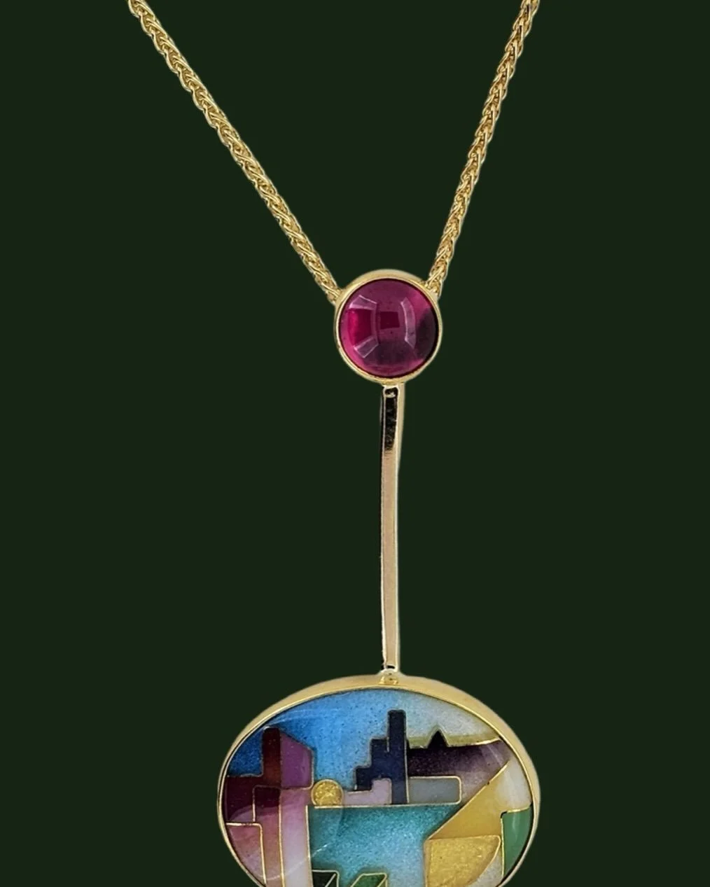 Abstract cityscape pendant created by gallery member Don Viehman.