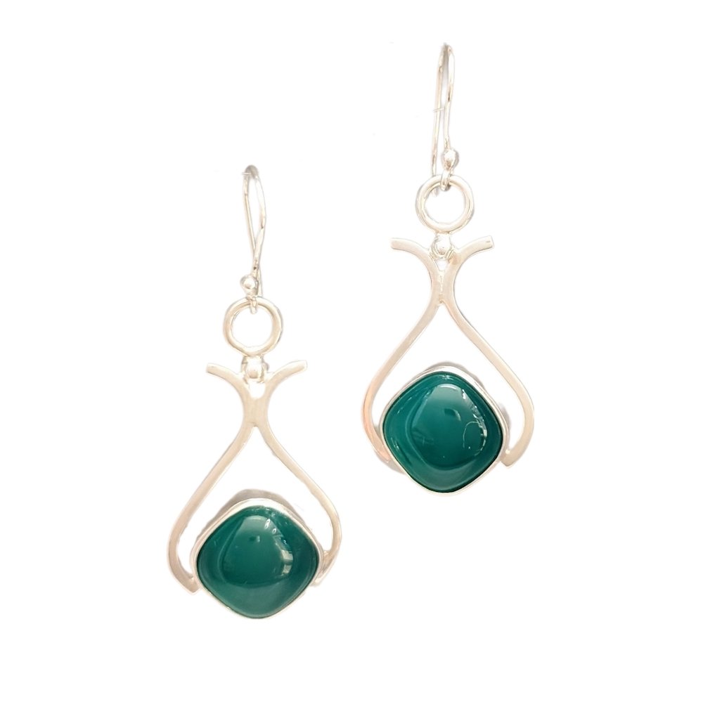 Green Chalcedony Earrings