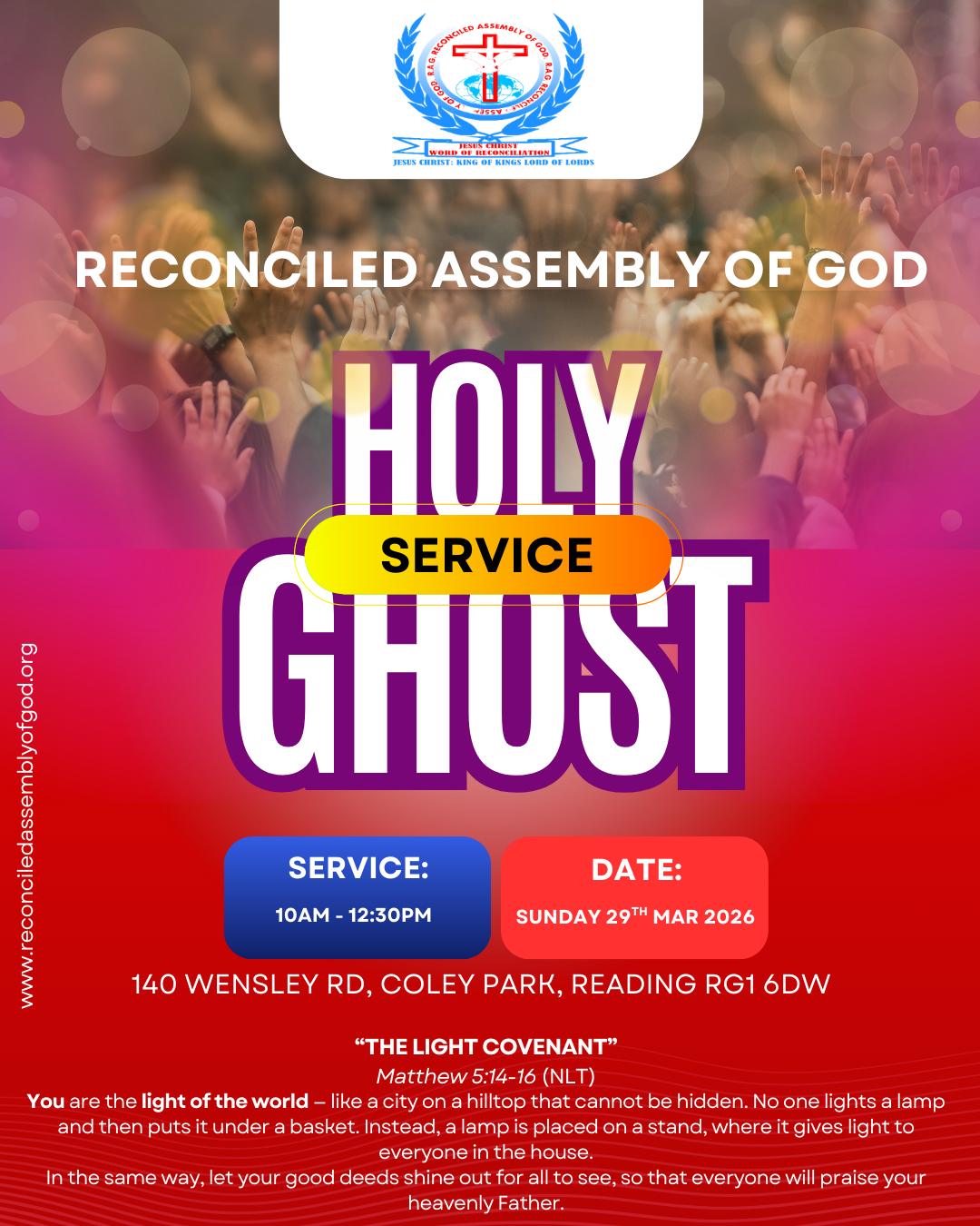 Holy Ghost Service every last Sunday of each month